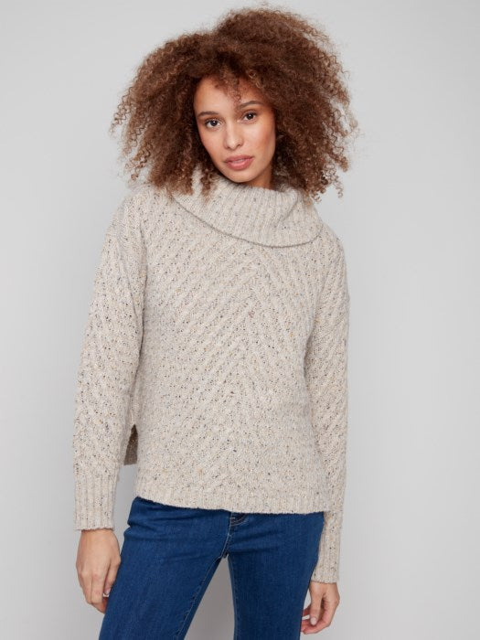 Charlie B Diagonal Cable Sweater | Oat