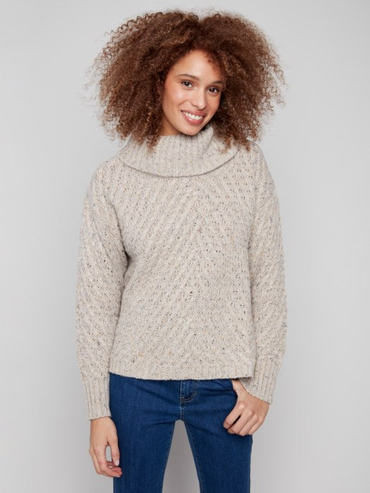 Charlie B Diagonal Cable Sweater | Oat
