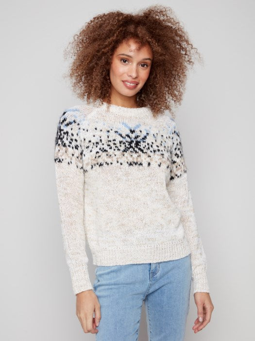 Charlie B Après-Ski Jacquard Crew Neck Sweater | Black