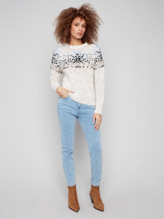 Charlie B Après-Ski Jacquard Crew Neck Sweater | Black