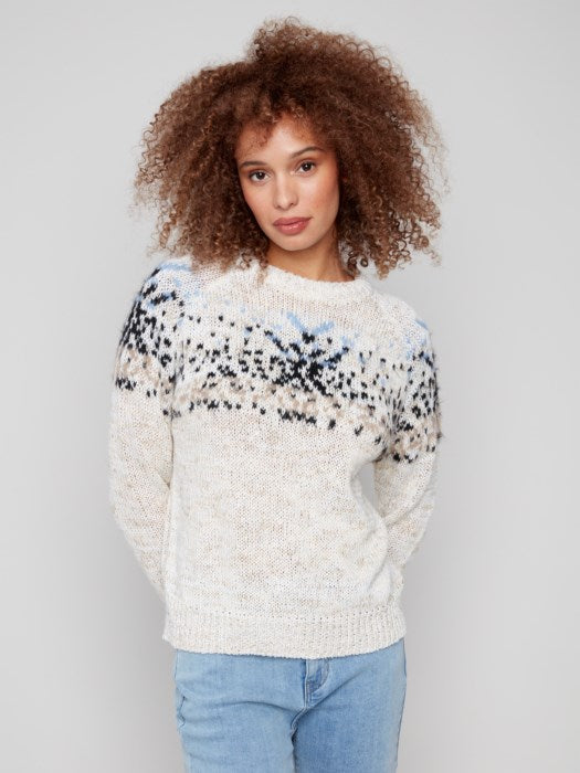 Charlie B Après-Ski Jacquard Crew Neck Sweater | Black