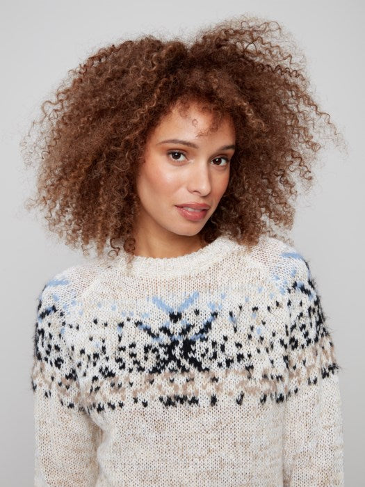 Charlie B Après-Ski Jacquard Crew Neck Sweater | Black