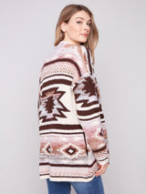 Charlie B Space Dye Jacquard Cardigan | Rose