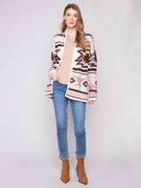 Charlie B Space Dye Jacquard Cardigan | Rose