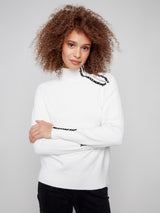 Charlie B Super Plush Sweater with Zip Detail | Ecru