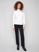 Charlie B Super Plush Sweater with Zip Detail | Ecru