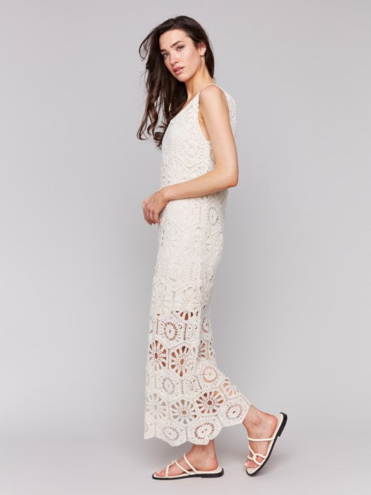 Charlie B Cotton Crochet Sleeveless Maxi Dress | Natural