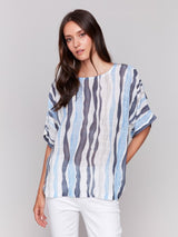 Charlie B Printed Cotton Gauze Blouse | Surf
