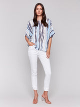 Charlie B Printed Cotton Gauze Blouse | Surf