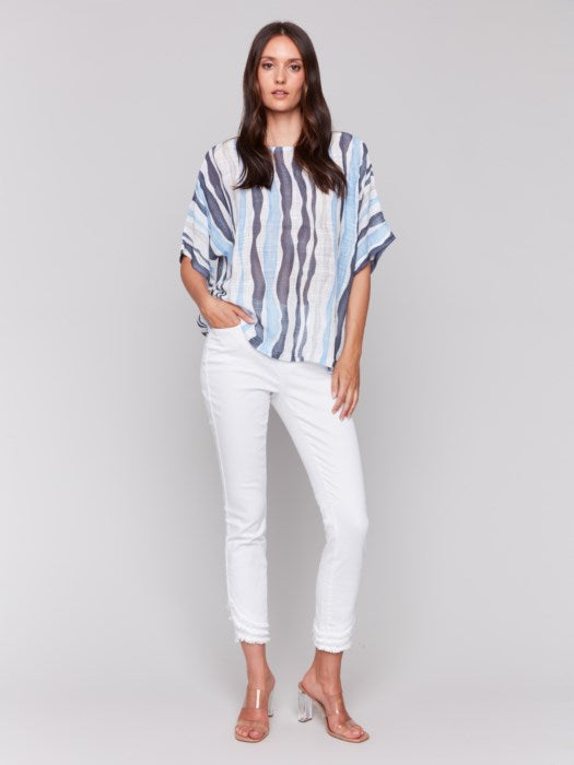Charlie B Printed Cotton Gauze Blouse | Surf
