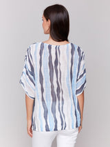 Charlie B Printed Cotton Gauze Blouse | Surf