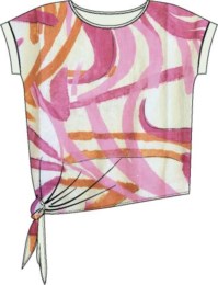 Charlie B Printed Linen Top with Side Tie-Tangerine