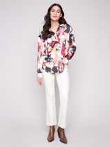 Charlie B Printed Satin Button Down Shirt | Flowery