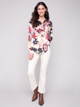 Charlie B Printed Satin Button Down Shirt | Flowery