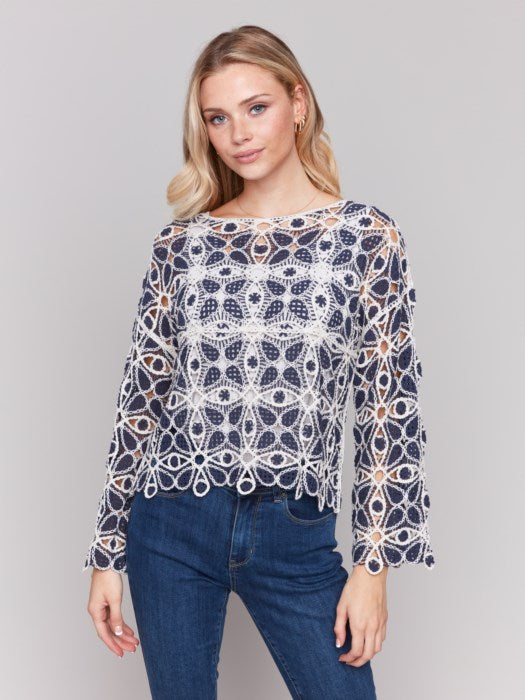 Charlie B Cotton Blend Crochet Top | Denim