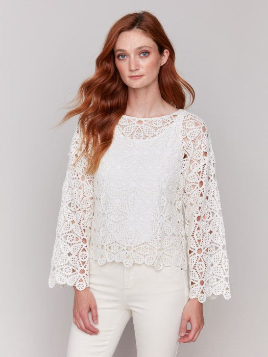 Charlie B Cotton Blend Crochet Top | Natural