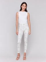 Charlie B Printed Twill Pant with Hem Slit | Mirage