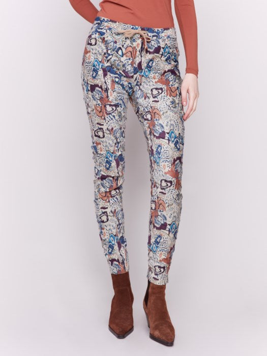 Charlie B Printed Suede Crinkle Jogger-Multicolor