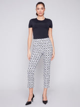 Charlie B Printed Capri Pants with Hem Slit-Checker