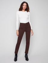 Charlie B Cuffed Hem Slim Colored Twill Pull-On Pant | Mocha
