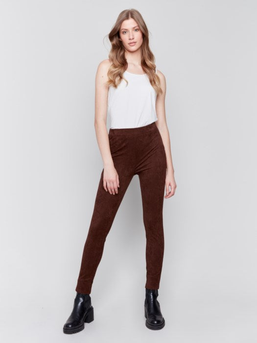 Charlie B Faux Suede Pant-Mocha