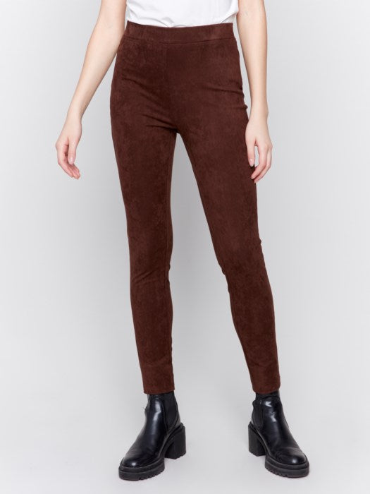 Charlie B Faux Suede Pant-Mocha