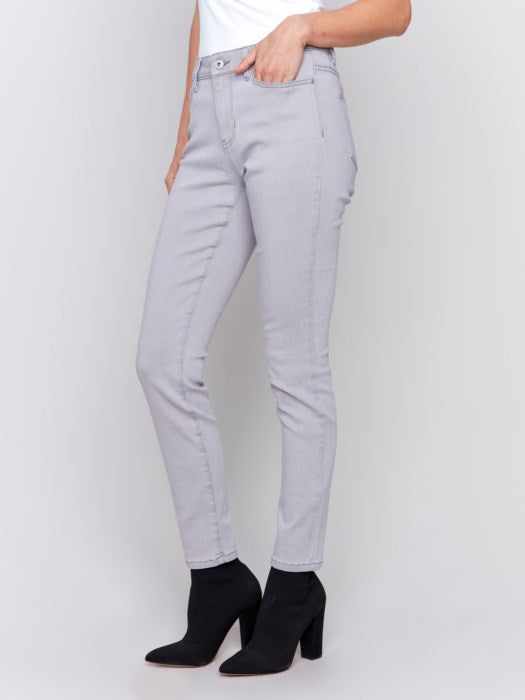 Charlie B Soft Skinny Denim Pant-Grey