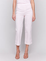 Charlie B Cropped Pull-On Twill Pant with Hem Tab | Petal