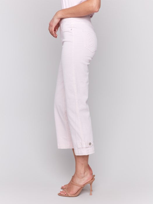 Charlie B Cropped Pull-On Twill Pant with Hem Tab | Petal