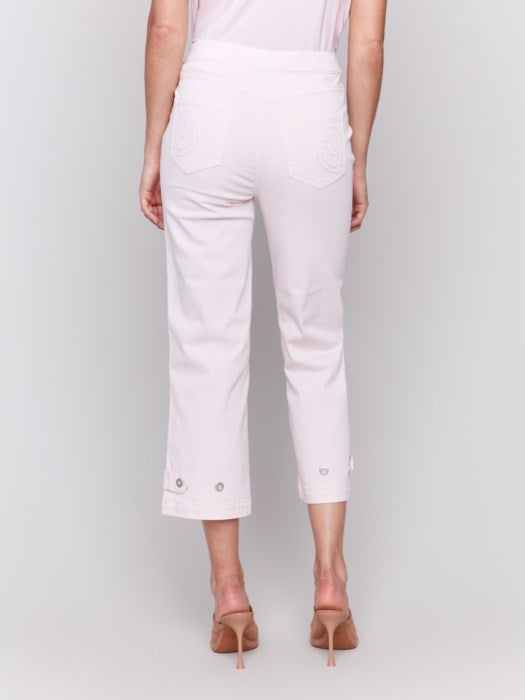 Charlie B Cropped Pull-On Twill Pant with Hem Tab | Petal