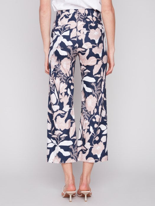 Charlie B Printed Cropped Linen Blend Pants-Flourish