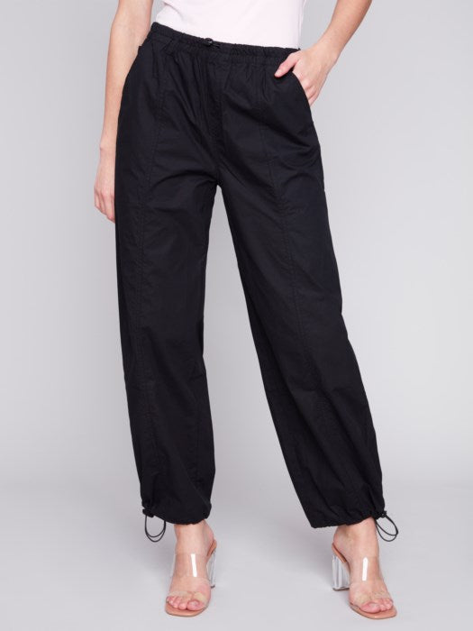 Charlie B Cotton Parachute Pants Black