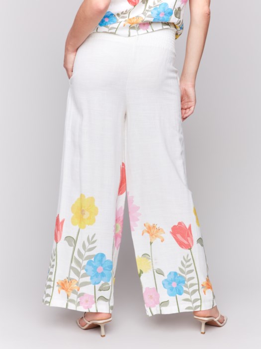 Charlie B Printed Linen-Blend Wide Leg Pants | Summer