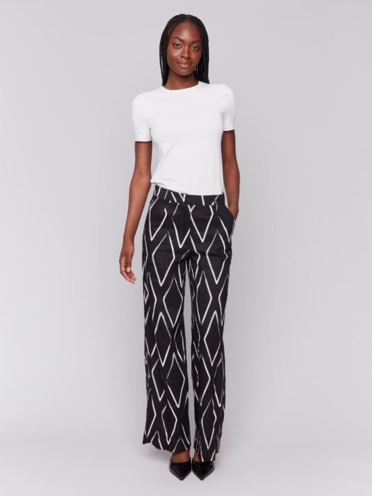 Charlie B Printed Linen-Blend Pants | Diamonds