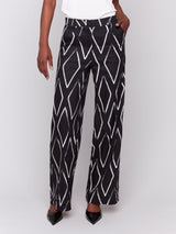 Charlie B Printed Linen-Blend Pants | Diamonds