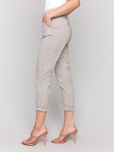 Charlie B Stretch Twill Slim Pant Leg with Belt | Greige