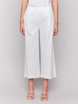 Charlie B Foil Linen Blend Cropped Pull-On Pants | Champagne