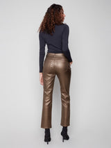 Charlie B Slim Leg Metallic Wax Twill Pant | Copper