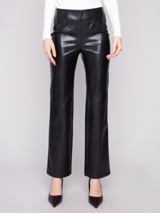 Charlie B Faux Leather Pull on Pants | Black