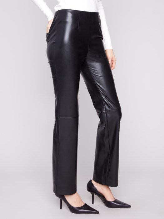 Charlie B Faux Leather Pull on Pants | Black