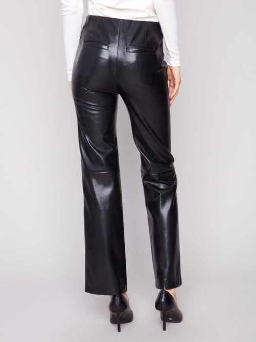 Charlie B Faux Leather Pull on Pants | Black