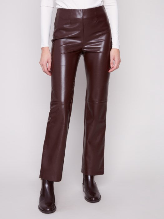 Charlie B Faux Leather Pull on Pants | Cabernet