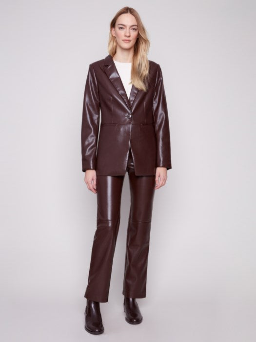 Charlie B Faux Leather Pull on Pants | Cabernet