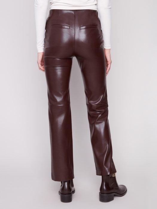 Charlie B Faux Leather Pull on Pants | Cabernet