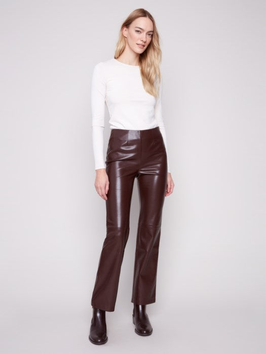Charlie B Faux Leather Pull on Pants | Cabernet