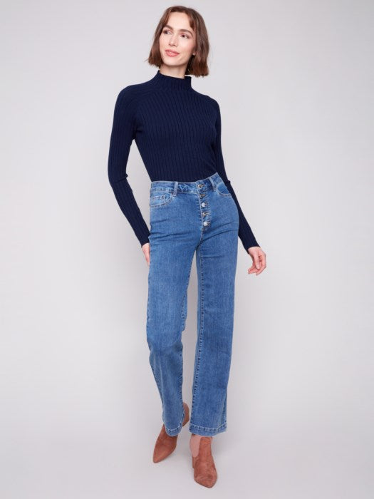 Charlie B Wide Leg Stretch Denim | Medim Blue