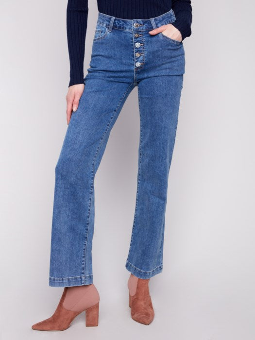 Charlie B Wide Leg Stretch Denim | Medim Blue