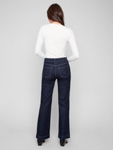 Charlie B Wide Leg Stretch Denim | Deep Blue