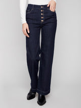 Charlie B Wide Leg Stretch Denim | Deep Blue