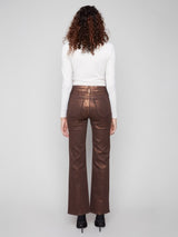 Charlie B Flare Leg Foil Twill Pant | Bronze